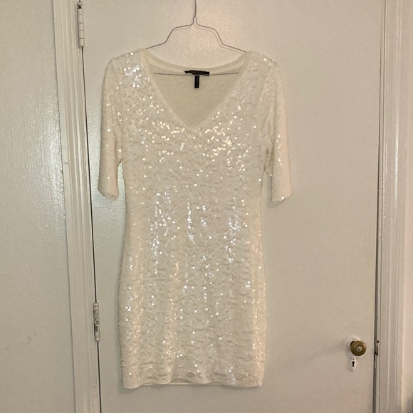 BCBGMAXAZRIA Ivory Sequin Cocktail Dress - Picture 1 of 8